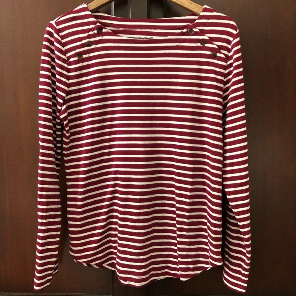 LOFT burgundy/white Women’s L/S shirt. Size L.